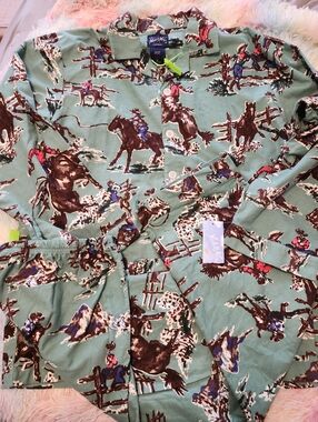 Nick and Nora NWT VHTF Famous By Kurt Cobain Flannel Rodeo Round Up Pajama Set